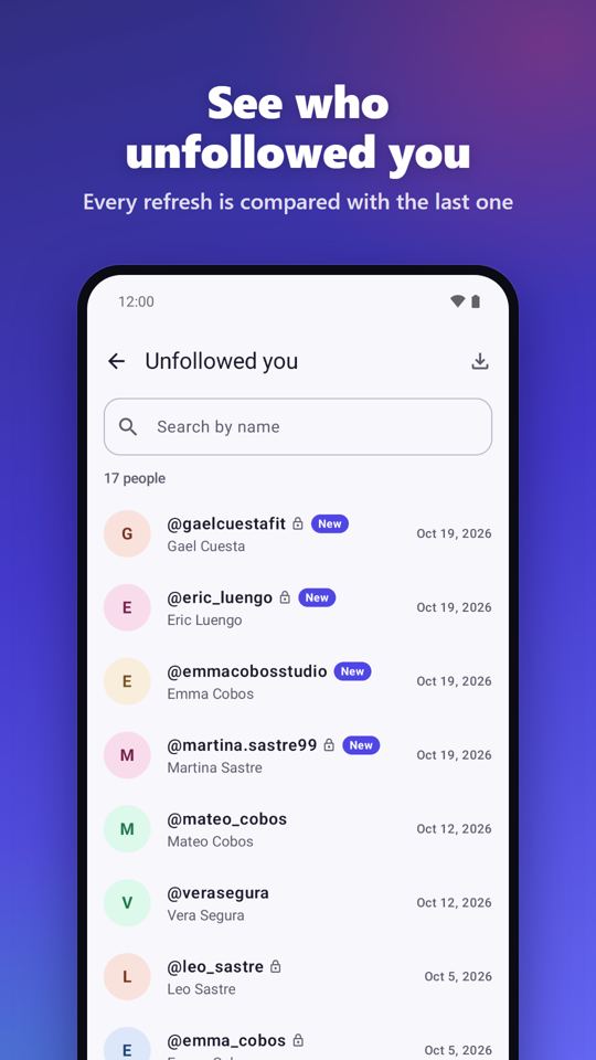 List of people who unfollowed you